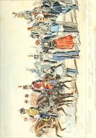 An illustration from XIXe [i.e. Dix-neuvième] siècle (en France); classes - moeurs - usages - costumes - inventions. Ouvrage illustré d'un front. chromotypographique, de 16 planches coloriées aux patrons, de 36 entetes et lettres ornées et de 487 gravures (dont 24 tirées hors texte) d'après les principaux artistes du siècle (1893)