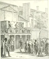 An illustration from XIXe [i.e. Dix-neuvième] siècle (en France); classes - moeurs - usages - costumes - inventions. Ouvrage illustré d'un front. chromotypographique, de 16 planches coloriées aux patrons, de 36 entetes et lettres ornées et de 487 gravures (dont 24 tirées hors texte) d'après les principaux artistes du siècle (1893)