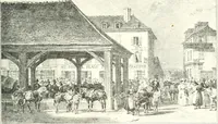 An illustration from XIXe [i.e. Dix-neuvième] siècle (en France); classes - moeurs - usages - costumes - inventions. Ouvrage illustré d'un front. chromotypographique, de 16 planches coloriées aux patrons, de 36 entetes et lettres ornées et de 487 gravures (dont 24 tirées hors texte) d'après les principaux artistes du siècle (1893)