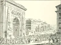 An illustration from XIXe [i.e. Dix-neuvième] siècle (en France); classes - moeurs - usages - costumes - inventions. Ouvrage illustré d'un front. chromotypographique, de 16 planches coloriées aux patrons, de 36 entetes et lettres ornées et de 487 gravures (dont 24 tirées hors texte) d'après les principaux artistes du siècle (1893)