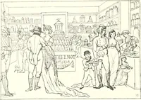 An illustration from XIXe [i.e. Dix-neuvième] siècle (en France); classes - moeurs - usages - costumes - inventions. Ouvrage illustré d'un front. chromotypographique, de 16 planches coloriées aux patrons, de 36 entetes et lettres ornées et de 487 gravures (dont 24 tirées hors texte) d'après les principaux artistes du siècle (1893)