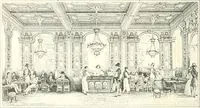 An illustration from XIXe [i.e. Dix-neuvième] siècle (en France); classes - moeurs - usages - costumes - inventions. Ouvrage illustré d'un front. chromotypographique, de 16 planches coloriées aux patrons, de 36 entetes et lettres ornées et de 487 gravures (dont 24 tirées hors texte) d'après les principaux artistes du siècle (1893)