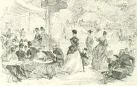 An illustration from XIXe [i.e. Dix-neuvième] siècle (en France); classes - moeurs - usages - costumes - inventions. Ouvrage illustré d'un front. chromotypographique, de 16 planches coloriées aux patrons, de 36 entetes et lettres ornées et de 487 gravures (dont 24 tirées hors texte) d'après les principaux artistes du siècle (1893)