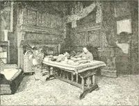 An illustration from XIXe [i.e. Dix-neuvième] siècle (en France); classes - moeurs - usages - costumes - inventions. Ouvrage illustré d'un front. chromotypographique, de 16 planches coloriées aux patrons, de 36 entetes et lettres ornées et de 487 gravures (dont 24 tirées hors texte) d'après les principaux artistes du siècle (1893)