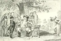 An illustration from XIXe [i.e. Dix-neuvième] siècle (en France); classes - moeurs - usages - costumes - inventions. Ouvrage illustré d'un front. chromotypographique, de 16 planches coloriées aux patrons, de 36 entetes et lettres ornées et de 487 gravures (dont 24 tirées hors texte) d'après les principaux artistes du siècle (1893)