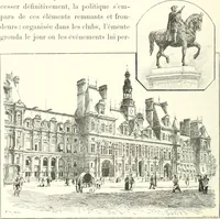 An illustration from XIXe [i.e. Dix-neuvième] siècle (en France); classes - moeurs - usages - costumes - inventions. Ouvrage illustré d'un front. chromotypographique, de 16 planches coloriées aux patrons, de 36 entetes et lettres ornées et de 487 gravures (dont 24 tirées hors texte) d'après les principaux artistes du siècle (1893)