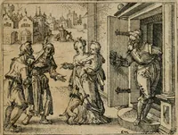 An illustration from XL [i.e. Quadraginta] emblemata miscella nova : Das ist : XL. underschiedliche Auszerlesene newradierte Kunststuck (1622)