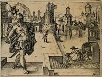 An illustration from XL [i.e. Quadraginta] emblemata miscella nova : Das ist : XL. underschiedliche Auszerlesene newradierte Kunststuck (1622)