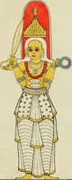 An illustration from Yakkun nattannaw: a Cingalese poem, descriptive of the Ceylon system of demonology; to which is appended, The practices of a Capua or devil priest; as described by a Budhist and Klan nattannaw: a Cingalese poem, descriptive of the characters assumed by natives of Ceylon in a masquerade. Translated by John Callaway (1829)