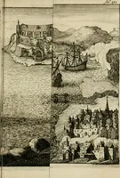 An illustration from Zeer aanmerkelijke reysen gedaan door Jan Erasmus Reining, meest in de West-Indien en ook in veel andere deelen des werelds. &c. : waer in kortelijk verhandelt werd het geen hem van syn kintsche jaren avontuurlyk ter zee en te land tot zijn 49ste jaar is voorgevallen, soo tegens de wilden, als voor en tegens de Spanjaarden, en voor en tegens de Engelschen, Franse, Portugese en meer andere natien : groote hongers-nood, schrikkelijke elende, perijkelen zijns levens, stoute actien, kloekmoedige uitvoeringen, en victorieuse verrigtinge (1691)
