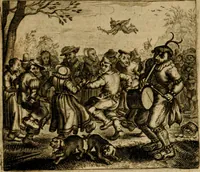 An illustration from Zeeusche nachtegael : ende des selfs driederley ghesang : geheel anders in der waerheydt verthoont, als de selve voor desen by sommige uyt enckel misverstant verkeerdelijck is gheoordeelt (1633)
