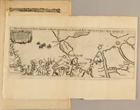 An illustration from Zehender Theil der Orientalischen Indien begreiffendt Eine kurtze Beschreibung der neuwen Schiffart gegen NordtOften, vber die Amerische Inseln in Chinam vnd Iapponiam, von einem Engelländer Henrich Hudson newlich erfunden, beneben kurtzer Andeutung der Inseln vnd Oerter, so auff derselben Reyse von den Holländern hiebevor endeckt worden, auss Johann Hegen von Lintschotten Reise gezogen. : Item ein Discurs an Jhr. Kön. Maj. in Spanien, wegen dess fünfften Theils der Welt, Terra Australis incognita genannt, von einem Capitein Petro Ferdinandes de Quir, &c. vbergeben. Beneben einer Delineation vnnd Beschreibung der Länder der Samojeden vnd Tingoesen, in der Tartarey gegen Morgen der Enge oder Vberfahrt bey Weygats gelegen, so newlich von den Mosscowitern endecket vnd eingenommen. (1613)
