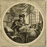 An illustration from Stichtelyke zinnebeelden gepast op deugden en ondeugden in LVII tafereeellen vertoont (1723)