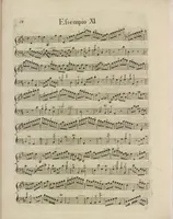 An illustration from The art of playing on the violin, containing all the rules necessary to attain to a perfection on that instrument : with great variety of compositions, which will also be very useful to those who study the violoncello, harpsichord &c (1751)