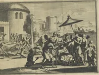 Picture 5 of 21 from De gedenkwaardige voyagie van Don Ferdinand de Soto na Florida : en desselfs ontdekking van de landen in dat gewest, met al wat aanmerkensswaardig op die vierjarige reyse is voorgevallen : gedaan anno 1539 en vervolgens (1706), leaf 21