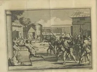 An illustration from De gedenkwaardige voyagie van Don Ferdinand de Soto na Florida : en desselfs ontdekking van de landen in dat gewest, met al wat aanmerkensswaardig op die vierjarige reyse is voorgevallen : gedaan anno 1539 en vervolgens (1706)