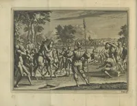 An illustration from De gedenkwaardige voyagie van Don Ferdinand de Soto na Florida : en desselfs ontdekking van de landen in dat gewest, met al wat aanmerkensswaardig op die vierjarige reyse is voorgevallen : gedaan anno 1539 en vervolgens (1706)