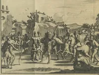 An illustration from De gedenkwaardige voyagie van Don Ferdinand de Soto na Florida : en desselfs ontdekking van de landen in dat gewest, met al wat aanmerkensswaardig op die vierjarige reyse is voorgevallen : gedaan anno 1539 en vervolgens (1706)