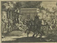 Picture 18 of 21 from De gedenkwaardige voyagie van Don Ferdinand de Soto na Florida : en desselfs ontdekking van de landen in dat gewest, met al wat aanmerkensswaardig op die vierjarige reyse is voorgevallen : gedaan anno 1539 en vervolgens (1706), leaf 84