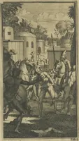 Picture 19 of 21 from De gedenkwaardige voyagie van Don Ferdinand de Soto na Florida : en desselfs ontdekking van de landen in dat gewest, met al wat aanmerkensswaardig op die vierjarige reyse is voorgevallen : gedaan anno 1539 en vervolgens (1706), leaf 85