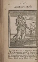 Picture 10 of 20 from The history and lives of all the most notorious pirates, and their crews, from Capt. Avery, who first settled at Madagascar, to Capt. John Gow, and James Williams, his Lieutenant, Etc. who were hang'd at Execution Dock, June 11, 1725, for Piracy and Murther, and afterwards hang'd in Chains between Blackwall and Deptford : giving a more full and true Account than any yet Published, of all their Murthers, Piracies, Maroonings, Places of Refuge, and Ways of Living. Adorn'd with Twenty Beautiful Cuts, being the Representation of each Pirate : To which is prefix'd, An Abstract of the Laws against Piracy (1725), leaf 94