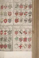An illustration from Wappenbüchlein. Antzeygung deren Wappen darauf des Heyligen Römischen Reichs Grundtveste gepflantzt vnnd geordnet ist ... zu Eeren der römischen kayserlichen vnd kunigklichen Mayesteten (1555)