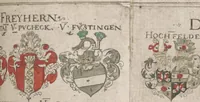 An illustration from Wappenbüchlein. Antzeygung deren Wappen darauf des Heyligen Römischen Reichs Grundtveste gepflantzt vnnd geordnet ist ... zu Eeren der römischen kayserlichen vnd kunigklichen Mayesteten (1555)