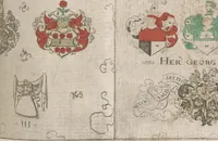 An illustration from Wappenbüchlein. Antzeygung deren Wappen darauf des Heyligen Römischen Reichs Grundtveste gepflantzt vnnd geordnet ist ... zu Eeren der römischen kayserlichen vnd kunigklichen Mayesteten (1555)