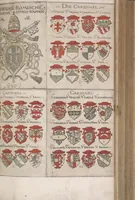 An illustration from Wappenbüchlein. Antzeygung deren Wappen darauf des Heyligen Römischen Reichs Grundtveste gepflantzt vnnd geordnet ist ... zu Eeren der römischen kayserlichen vnd kunigklichen Mayesteten (1555)