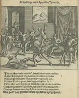 An illustration from Den spiegel der Spaensche tierannije, geschiet in Westindien : waerin te sien is de onmenschelijke wreede feÿten der Spanjaerden met samen de beschrijvinge der selver lant en volcken aert en nature allen vaderlant lieuende en vrome voorsta[n]ders ten exempel voor gestelt (1620)