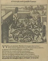 An illustration from Den spiegel der Spaensche tierannije, geschiet in Westindien : waerin te sien is de onmenschelijke wreede feÿten der Spanjaerden met samen de beschrijvinge der selver lant en volcken aert en nature allen vaderlant lieuende en vrome voorsta[n]ders ten exempel voor gestelt (1620)