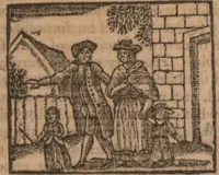 An illustration from The history of little Goody Twoshoes, otherwise called Mrs. Margery Twoshoes : with the means by which she acquired her learning and wisdom and in consequence thereof her estate ... see the original manuscript in the Vatican at Rome, and the cuts by Michael Angelo, illustrated with the comments of our great modern criticks (1787)