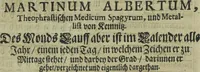An illustration from Wolffgangi Hildebrands neu-vermehrt, vortrefflich, ausserlesen curieuses Kunst und Wunderbuch : darinnen begriffen wunderbahre Geheimnüsse und Kunststücke, wie man nemlich mit dem gantzen menschlichen Cörper zahmen und wilden Thieren, Vogeln, Fischen, Ungezieffern, allerley Gewächsen und Pflantzungen : auch sonsten fast unerhörte wunderbahrliche Sachen verrichten : auch etliche Wunder-Schrifften künstlich zu bereiten : zu löblicher und lustiger Ubung gebrauchen und die Zeit nützlich zu vertreiben, beneben Erzehlung vieler wunderlichen Dingen, so hin und wieder in der Welt gefunden werden : mit angehengter Beschreibung des Paradiess Luft-Garten und Planetenbuche, dabey eine vollkommene Beschreibung der Physiognomiae, Chiromantiae und Distillir-Kunst (1704)