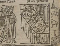An illustration from The Knyght of the Swanne (1512)