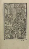 An illustration from Ars morie[n]di, ex varijs Scripturaru[m] sente[n]tijs collecta cu[m] figuris, ad resistendum in mortis agone dyabolice sugestio[n]i valens, cuilibet Christifideli vtilis ac multum necessaria (1500)
