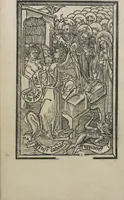 An illustration from Ars morie[n]di, ex varijs Scripturaru[m] sente[n]tijs collecta cu[m] figuris, ad resistendum in mortis agone dyabolice sugestio[n]i valens, cuilibet Christifideli vtilis ac multum necessaria (1500)