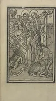 An illustration from Ars morie[n]di, ex varijs Scripturaru[m] sente[n]tijs collecta cu[m] figuris, ad resistendum in mortis agone dyabolice sugestio[n]i valens, cuilibet Christifideli vtilis ac multum necessaria (1500)