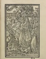 An illustration from Ars morie[n]di, ex varijs Scripturaru[m] sente[n]tijs collecta cu[m] figuris, ad resistendum in mortis agone dyabolice sugestio[n]i valens, cuilibet Christifideli vtilis ac multum necessaria (1500)