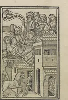 An illustration from Ars morie[n]di, ex varijs Scripturaru[m] sente[n]tijs collecta cu[m] figuris, ad resistendum in mortis agone dyabolice sugestio[n]i valens, cuilibet Christifideli vtilis ac multum necessaria (1500)