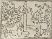 An illustration from Eyn gar loblich ... Cronica sagend von eynem heyligen Kunig mit Namen Josaphat, wie der ward bekeret von eynem heyligen Vatter vnnd Aynsideln genant Barlaam (1476)