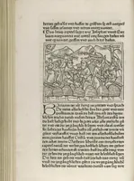 An illustration from Eyn gar loblich ... Cronica sagend von eynem heyligen Kunig mit Namen Josaphat, wie der ward bekeret von eynem heyligen Vatter vnnd Aynsideln genant Barlaam (1476)