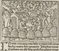 Picture 60 of 65 from Eyn gar loblich ... Cronica sagend von eynem heyligen Kunig mit Namen Josaphat, wie der ward bekeret von eynem heyligen Vatter vnnd Aynsideln genant Barlaam (1476), leaf 182