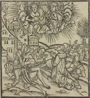 An illustration from Liber pestilentialis de venenis epidimie: Das Buch der Vergift der Pestile[n]tz das da gena[n]t ist der gemein Sterbent der trüsen Blatren, (1500)