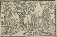 An illustration from Liber pestilentialis de venenis epidimie: Das Buch der Vergift der Pestile[n]tz das da gena[n]t ist der gemein Sterbent der trüsen Blatren, (1500)
