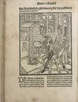 An illustration from Liber pestilentialis de venenis epidimie: Das Buch der Vergift der Pestile[n]tz das da gena[n]t ist der gemein Sterbent der trüsen Blatren, (1500)