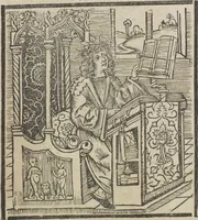 An illustration from Liber pestilentialis de venenis epidimie: Das Buch der Vergift der Pestile[n]tz das da gena[n]t ist der gemein Sterbent der trüsen Blatren, (1500)