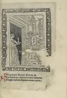 An illustration from Chosi falsa speranza ne martelia, non lassar mai lo certo per lo incerto, se non che del tuo proprio fie diserto (1487)