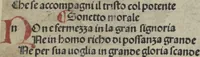Picture 3 of 51 from Chosi falsa speranza ne martelia, non lassar mai lo certo per lo incerto, se non che del tuo proprio fie diserto (1487), leaf 18