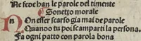 An illustration from Chosi falsa speranza ne martelia, non lassar mai lo certo per lo incerto, se non che del tuo proprio fie diserto (1487)