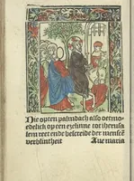 An illustration from Die ghetiden vanden seuen bitscappen Onser Lieuer Vrouwen. Die seuē psalme Onser Lieuer Vrouwen mitter letanie ende Onser Lieuer Vrouwen souter mitten artikelen vanden leuen en̄ passie Ons Heren Ihesu Cristi mitten figuren (1503)